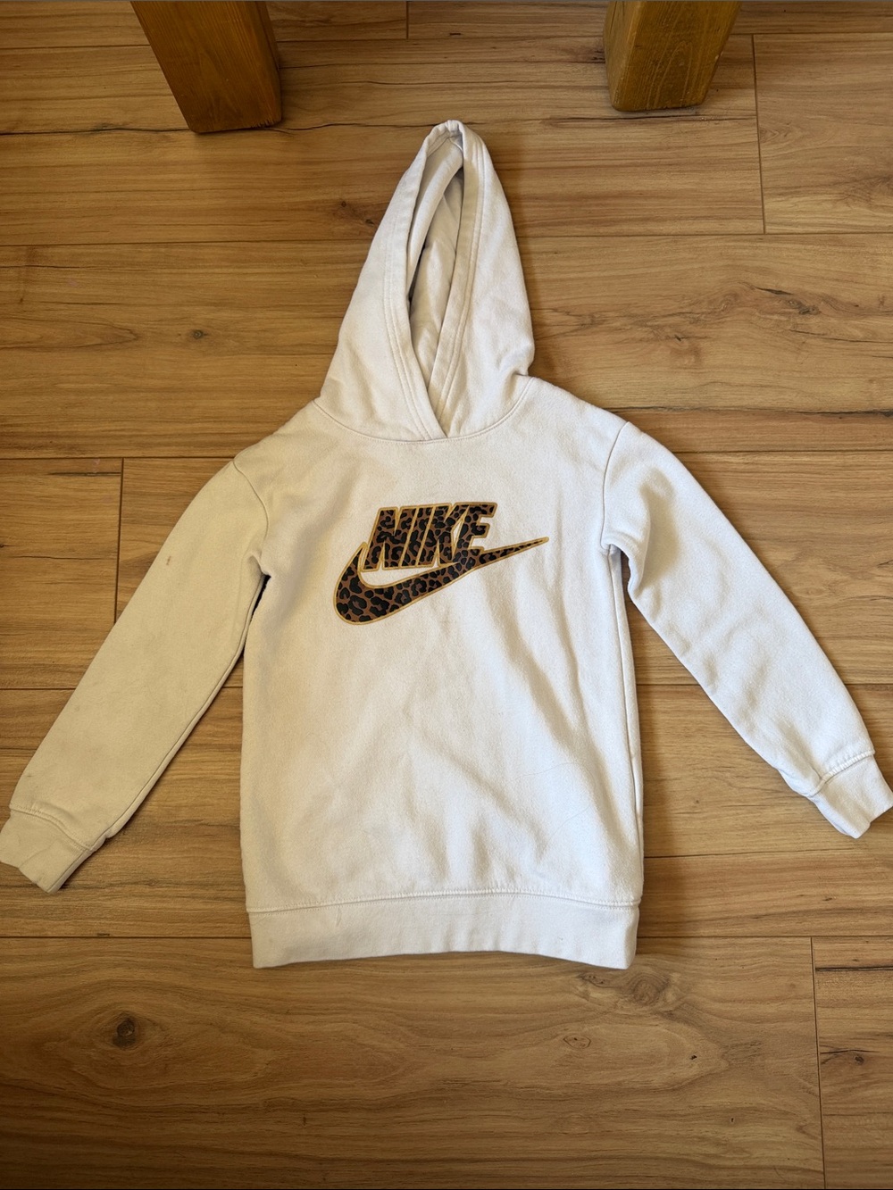 Nike Kids Cream Hoodie with Leopard Logo